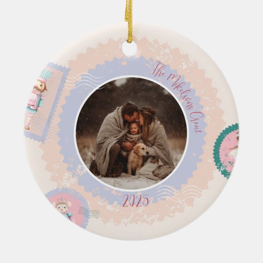 Groovy Nutcracker Retro Pastel Christmas セラミックオーナメント (裏面)