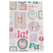 Groovy Nutcracker Retro Pastel Christmas ミディアムペーパーバッグ (裏面)