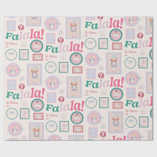 Groovy Nutcracker Retro Pastel Christmas ラッピングペーパー (フラット)