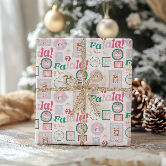 Groovy Nutcracker Retro Pastel Christmas ラッピングペーパー