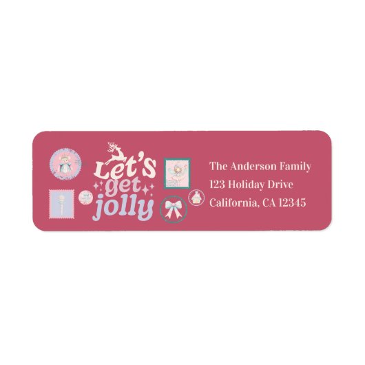 Groovy Nutcracker Retro Pastel Christmas ラベル (正面)