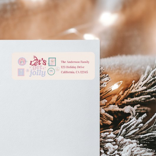 Groovy Nutcracker Retro Pastel Christmas ラベル