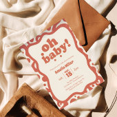 Groovy Oh Baby Shower | Retro 70s Terracotta  招待状