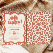 Groovy Oh Baby Shower | Retro 70s Terracotta  招待状