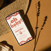 Groovy Oh Baby Shower | Retro 70s Terracotta  招待状