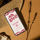 Groovy Oh Girl | Retro Pink 70s baby shower 招待状