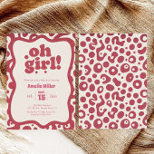 Groovy Oh Girl | Retro Pink 70s baby shower 招待状