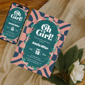 Groovy Oh Girl! Under the Sea Retro Baby Shower 招待状