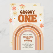 GROOVY ONEの最初の誕生日の招待状 招待状 (正面/裏面)