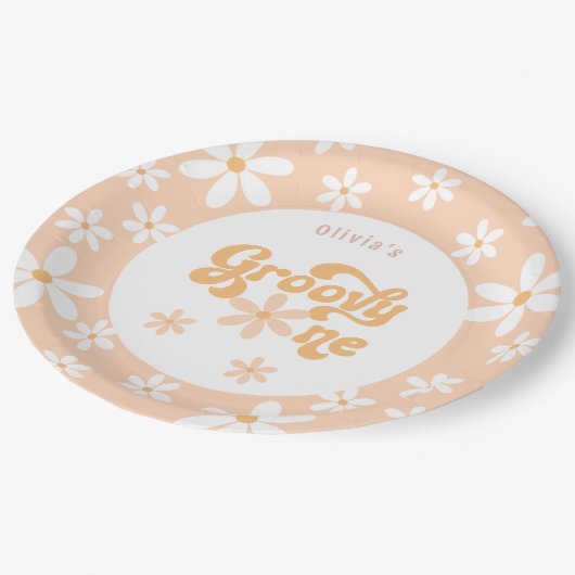 Groovy Oneの最初の誕生日 ペーパープレート (アングル)