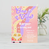 Groovy OneはVibeガーリー1歳の誕生日 招待状 (スタンド正面)