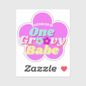 Groovy Oneカラフルレトロフローラ誕生日 シール (シート)