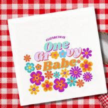 Groovy Oneカラフルレトロフローラ誕生日