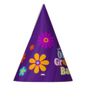 Groovy Oneカラフルレトロフローラ誕生日 パーティーハット (左)