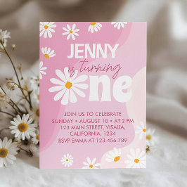 Groovy Oneデイジー1st誕生日招待状 招待状