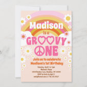 Groovy ONEヒッピーパーティー1st誕生日招待状 招待状 (正面)