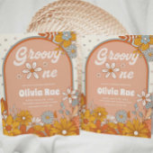 Groovy Oneレトロをテーマにした第1誕生日 招待状