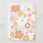 Groovy Oneレトロフローラ最初の誕生日招待状 招待状 (裏面)