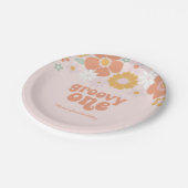Groovy Oneレトロフローラ最初の誕生日 ペーパープレート (アングル)
