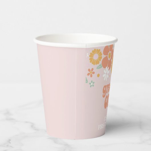 Groovy Oneレトロフローラ最初の誕生日 紙コップ (右)