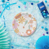 Groovy Oneレトロフローラ誕生日紙プレート ペーパープレート (パーティー)