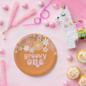 Groovy Oneレトロフローラ誕生日紙プレート ペーパープレート (パーティー)