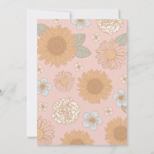 Groovy Oneレトロフローラ1st誕生日 招待状 (裏面)