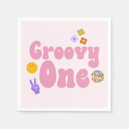 Groovy Oneレトロ70の最初の誕生日 スタンダードカクテルナプキン