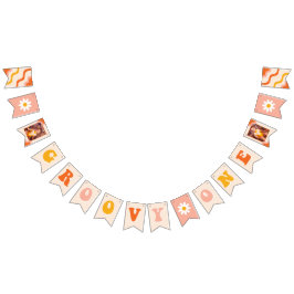 Groovy One最初の誕生日フォトバナー バンティングフラッグ