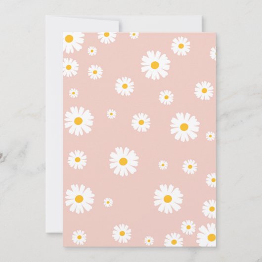 Groovy One誕生日招待状レトロデイジーフローラ 招待状 (裏面)