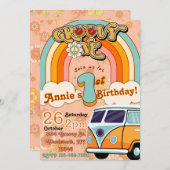 Groovy ONE誕生日招待状 招待状 (正面/裏面)