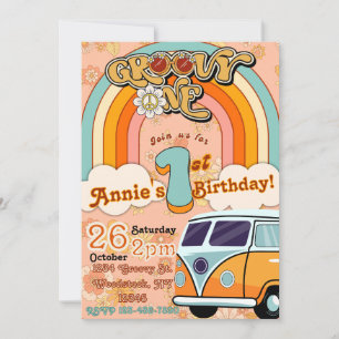 Groovy ONE誕生日招待状 招待状