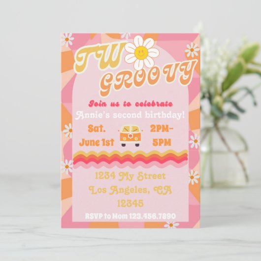 Groovy ONE誕生日招待状 招待状 (スタンド正面)