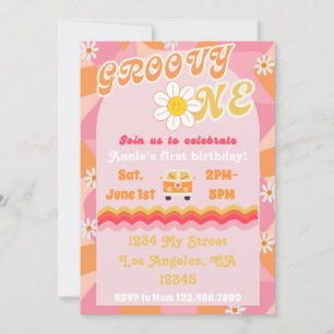 Groovy ONE誕生日招待状 招待状