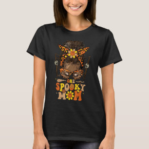 Groovy One 不気味 Mama Messy Bun Black Women Hallo Tシャツ
