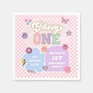 Groovy One 名門私立校風の Patch 1st誕生日パーティー スタンダードカクテルナプキン