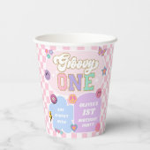 Groovy One 名門私立校風の Patch 1st誕生日パーティー 紙コップ (裏面)