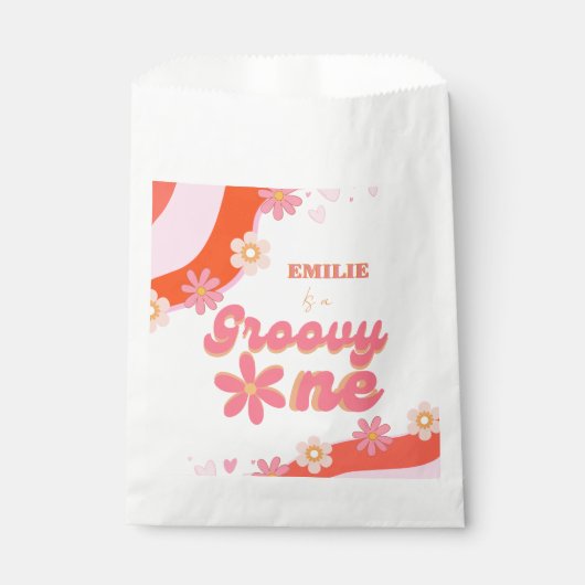 Groovy One 1st誕生日パーティーボホレトロデイジー フェイバーバッグ (正面)