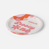 Groovy One 1st誕生日パーティーボホレトロデイジー ペーパープレート (アングル)