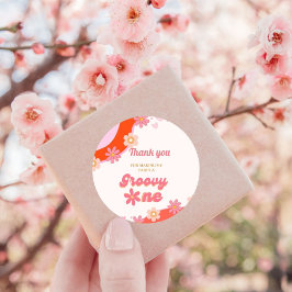 Groovy One 1st誕生日パーティーボホレトロデイジー ラウンドシール