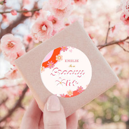 Groovy One 1st誕生日パーティーボホレトロデイジー ラウンドシール