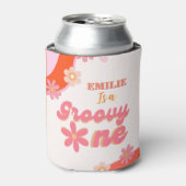 Groovy One 1st誕生日パーティーボホレトロデイジー 缶クーラー (缶正面)