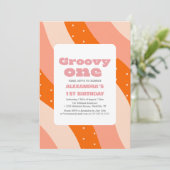 Groovy one 1st誕生日レトロ 招待状 (スタンド正面)