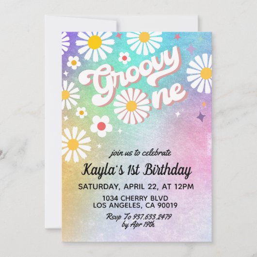 Groovy One 1st誕生日招待状 招待状 (正面)