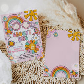 Groovy One 70sフラワーパワーレインボーバースデーパーティー 招待状