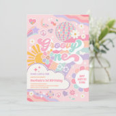 Groovy One Disco Rainbow Sun 1st Birthday  招待状 (スタンド正面)