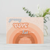 Groovy One First誕生日ガーリーレトロパーティー 招待状 (スタンド正面)