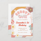 Groovy One First Birthday Partyへの招待 招待状 (正面/裏面)