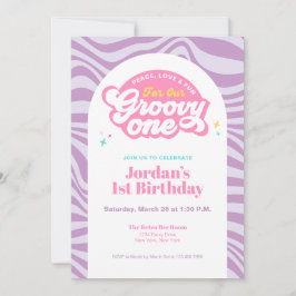 Groovy One - First Birthday Retro Boho Invitation  招待状