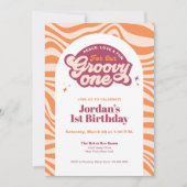 Groovy One - First Birthday Retro Boho Invitation  招待状 (正面)
